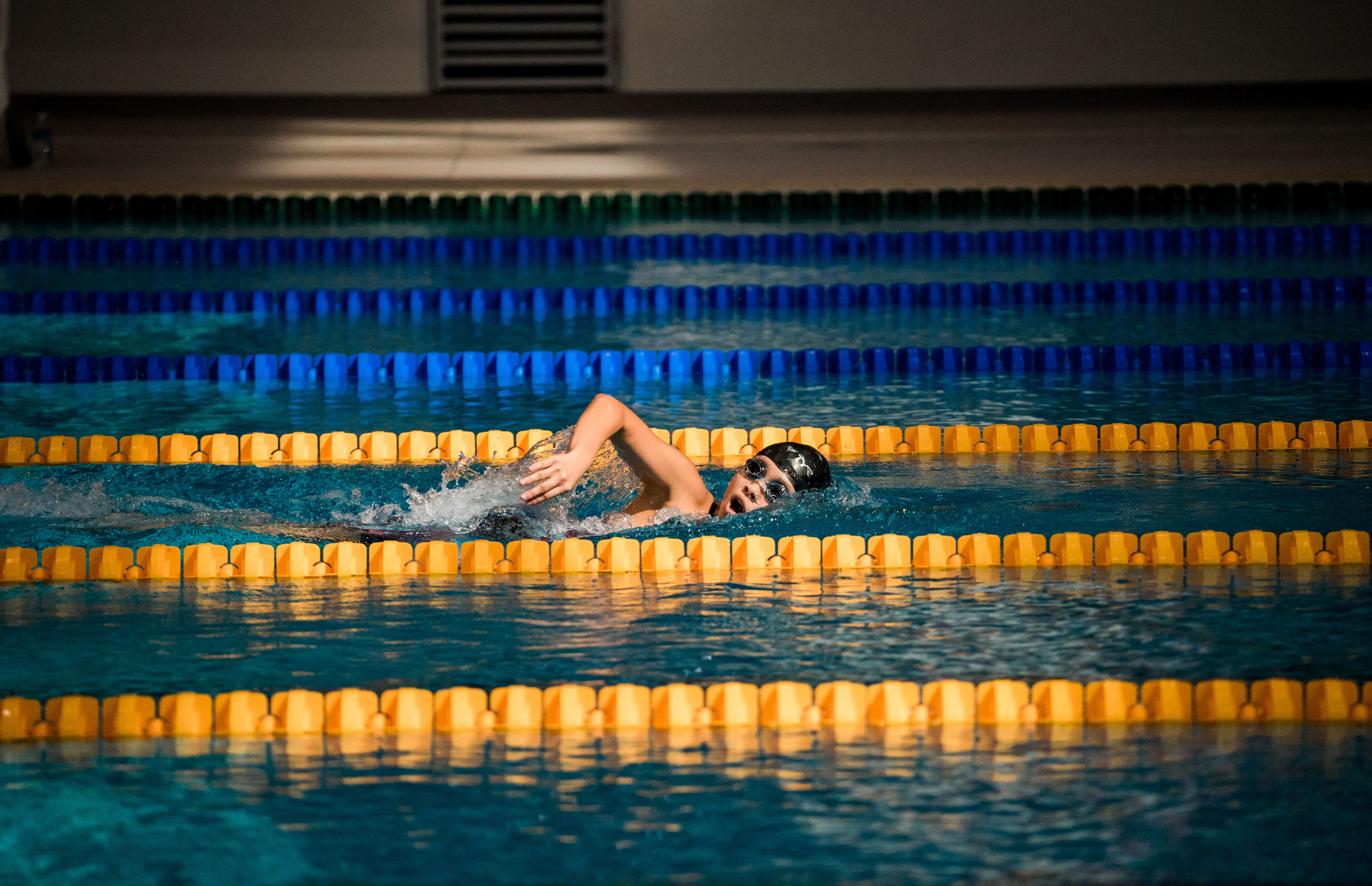 A swimmer swimming freestyle